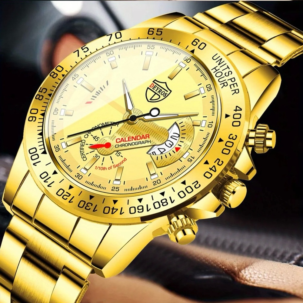 Fashion Men Watch Golden Dial Date Watch for Men Business Casual Watch